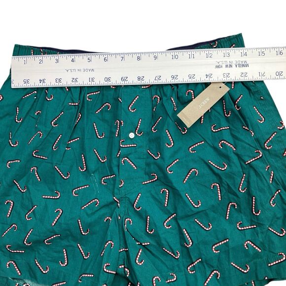 J Crew Boxers Mens M Green Cotton Candy Cane Christmas Holiday Underwear BT920 - Picture 3 of 13